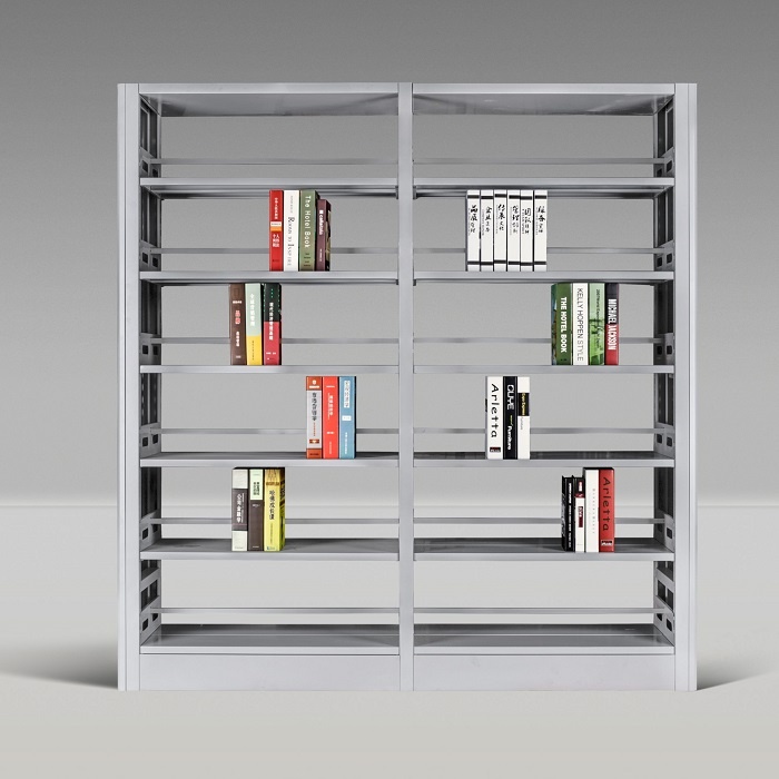 Double sided steel library bookshelf