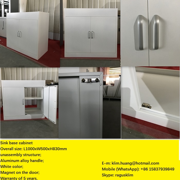Newly made sink metal base cabinet L1000xW500xH830, white color