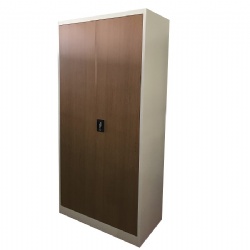 Heat transfer wood texture finish 2 doors metal storage wardrobe cabinet